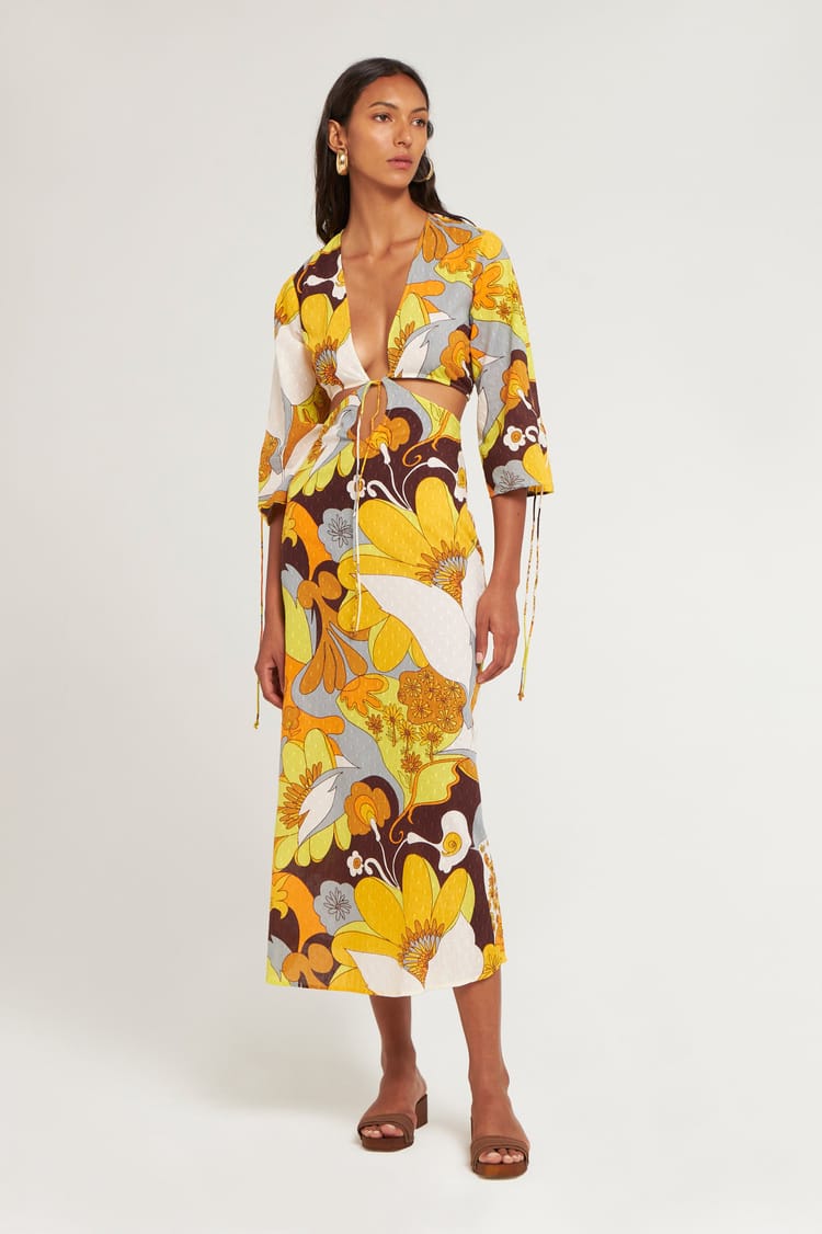 antik batik Robe longue imprimée maxi fleurs allure bohème décontractée