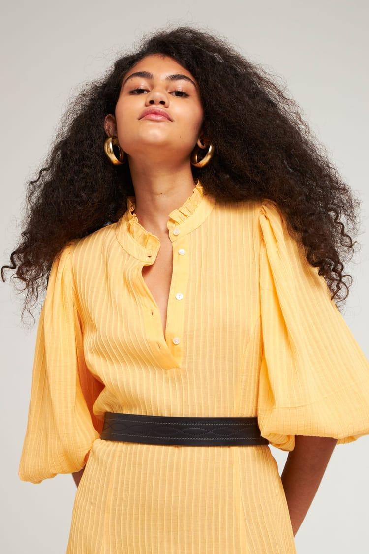 Antik Batik Robe Longue Orange Mangue En Crêpe De Coton