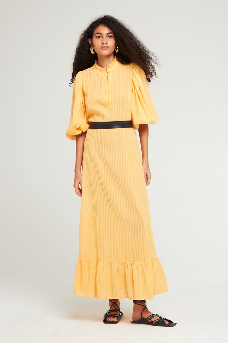 antik batik Robe longue orange mangue en crêpe de Coton