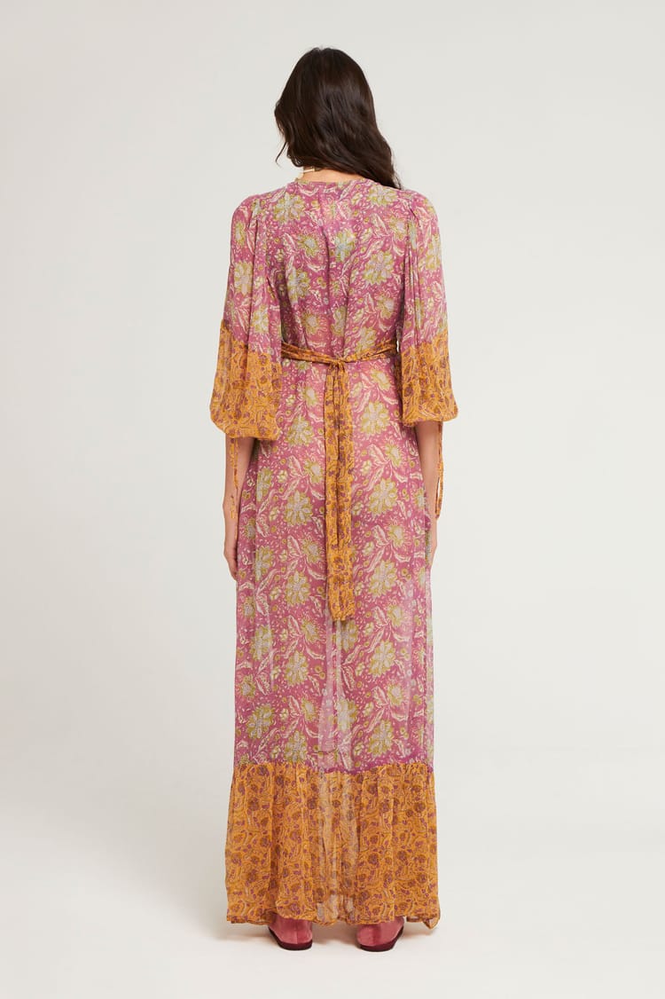 Antik Batik Robe Longue Rose Et Fluide En Chiffon De Viscose