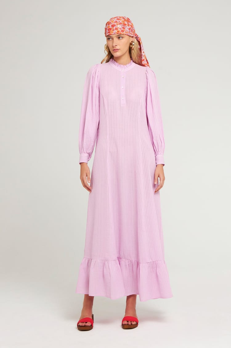 Antik Batik Robe Longue Rose Pâle En Crêpe De Coton