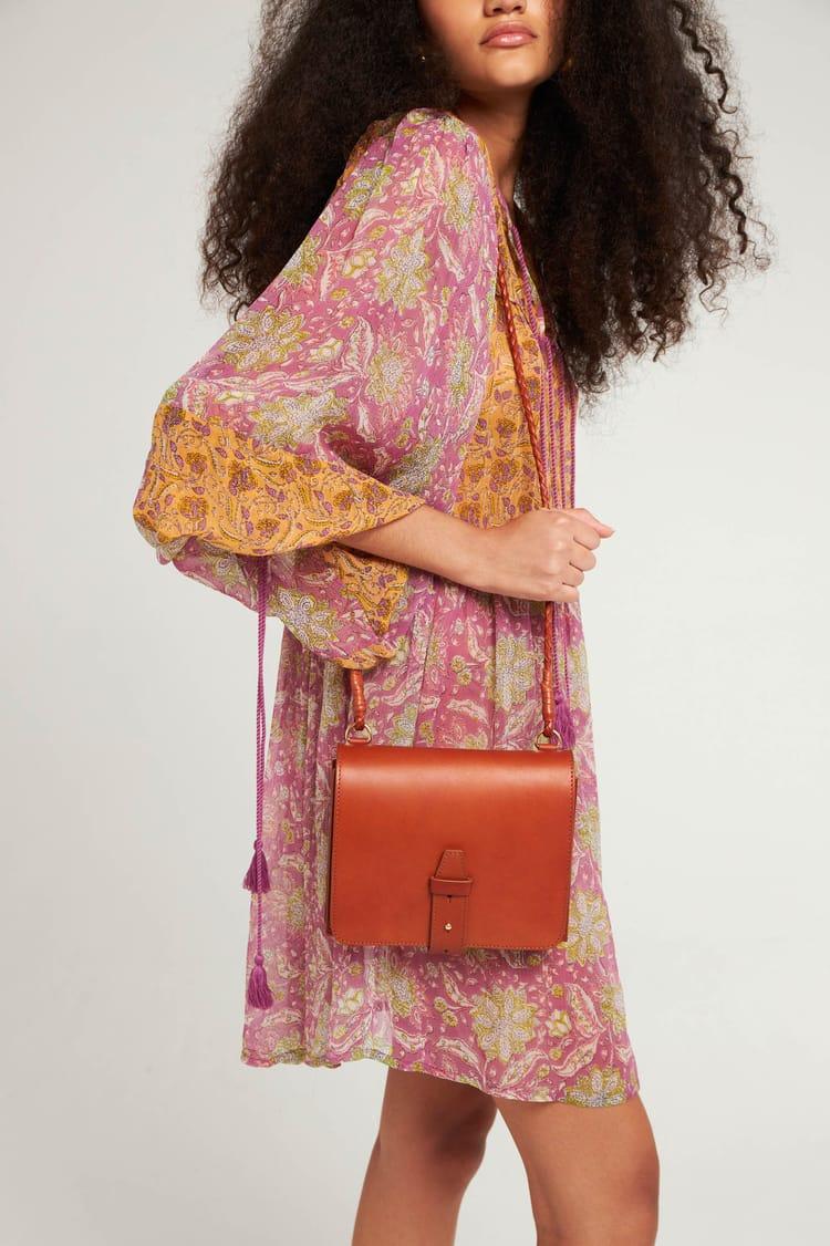 Antik Batik Robe Rose Courte Et Fluide En Chiffon De Viscose