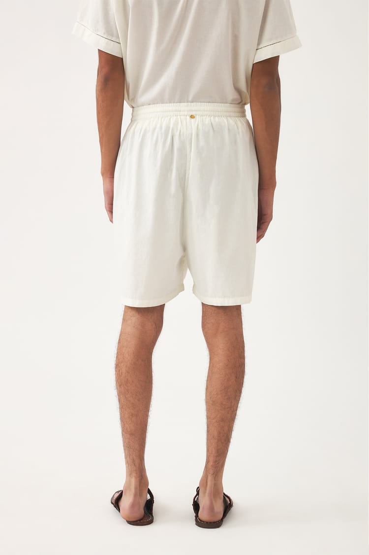 Antik Batik Short Blanc Ajouré Voile De Coton Incrustée De Dentelle