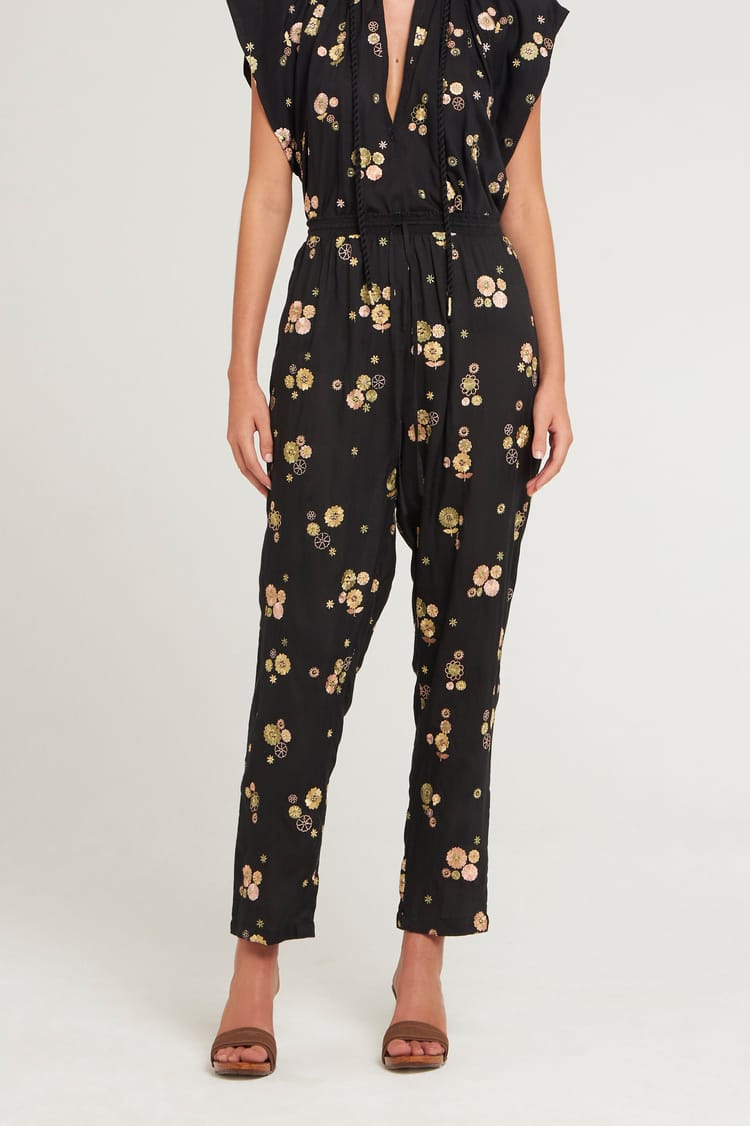 Antik Batik Top Brodé En Voile De Viscose Et Coton Petites Fleurs