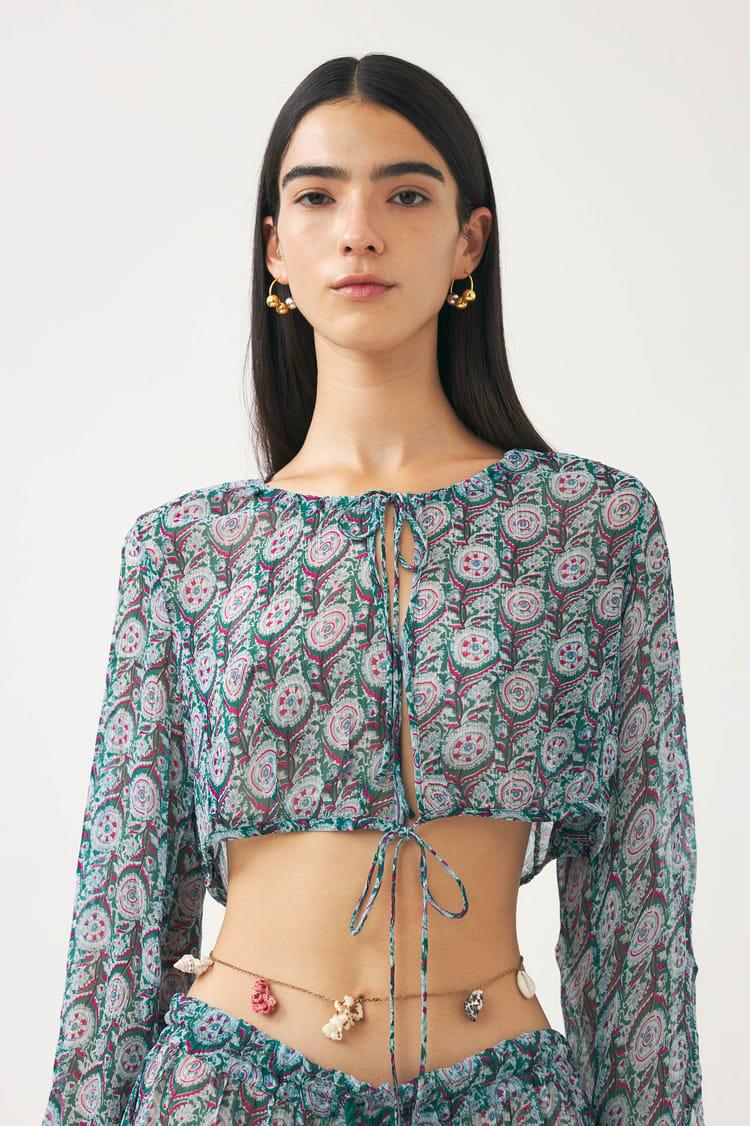 antik batik Top cut-out en crêpe de viscose transparente
