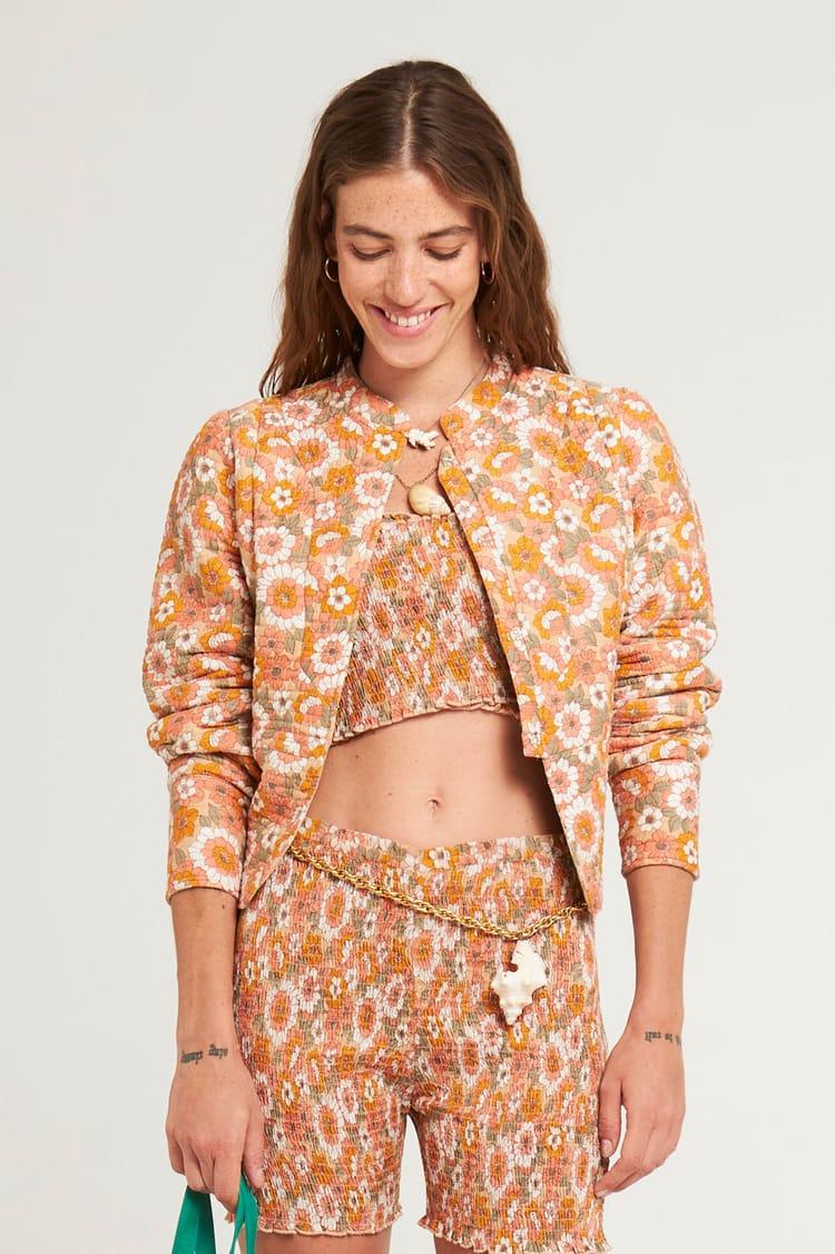 antik batik Veste cintrée façon boutis en voile de Coton matelassé