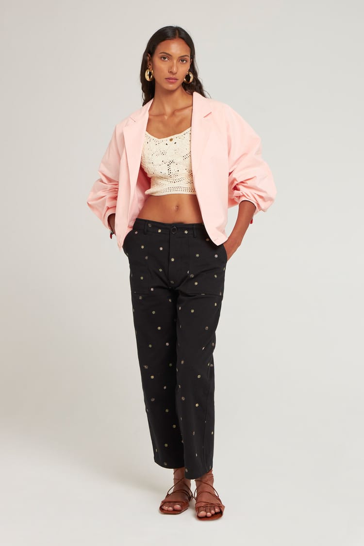 Antik Batik Veste Courte Croisée En Coton - Veste Inspiration 80's Rose