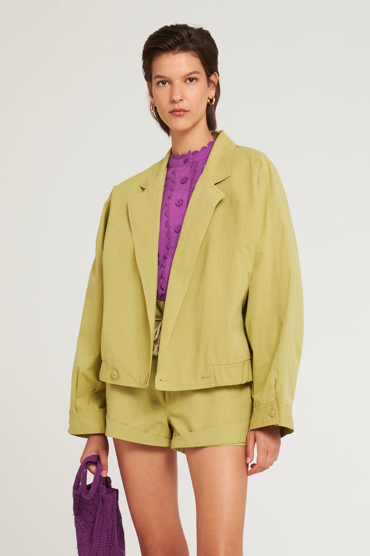 antik batik Veste courte croisée en Coton - Veste inspiration 80's kaki