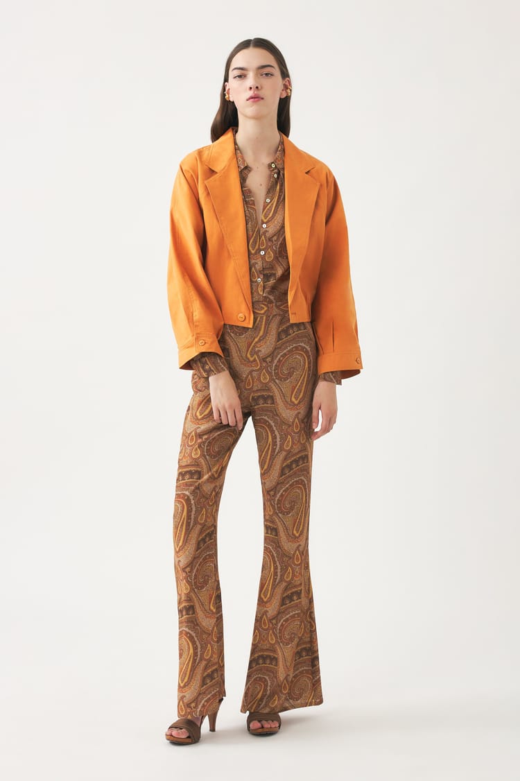 antik batik Veste courte croisée et brodée - Veste inspiration 80's orange