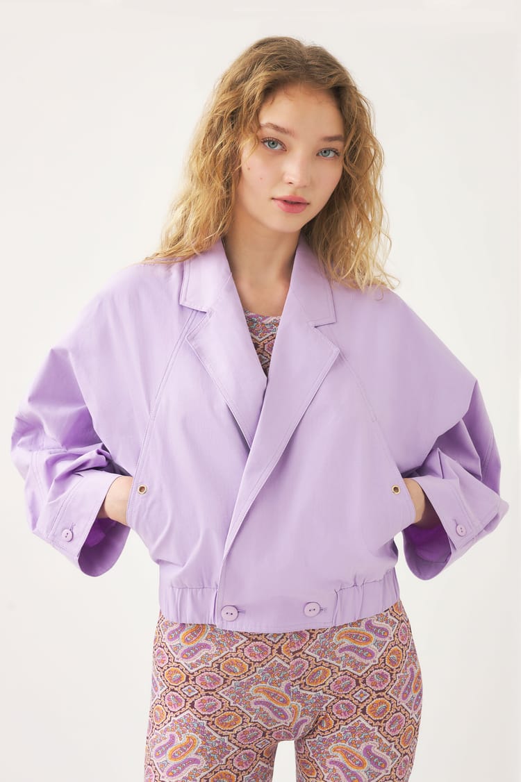 antik batik Veste courte croisée et brodée - Veste inspiration 80's lila