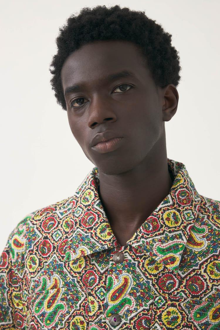 Antik Batik Veste Kaki Voile De Coton Imprimé Au Block Print