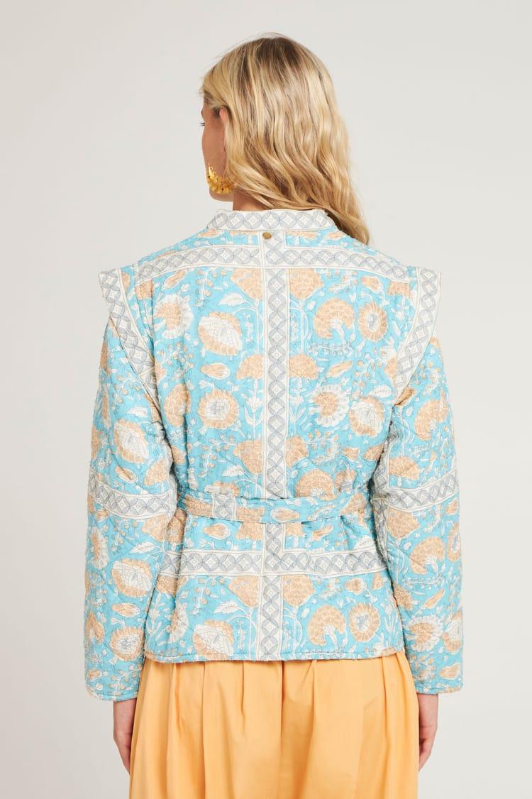 Antik Batik Veste Matelasée Bleu Ciel En Jacquard De Coton