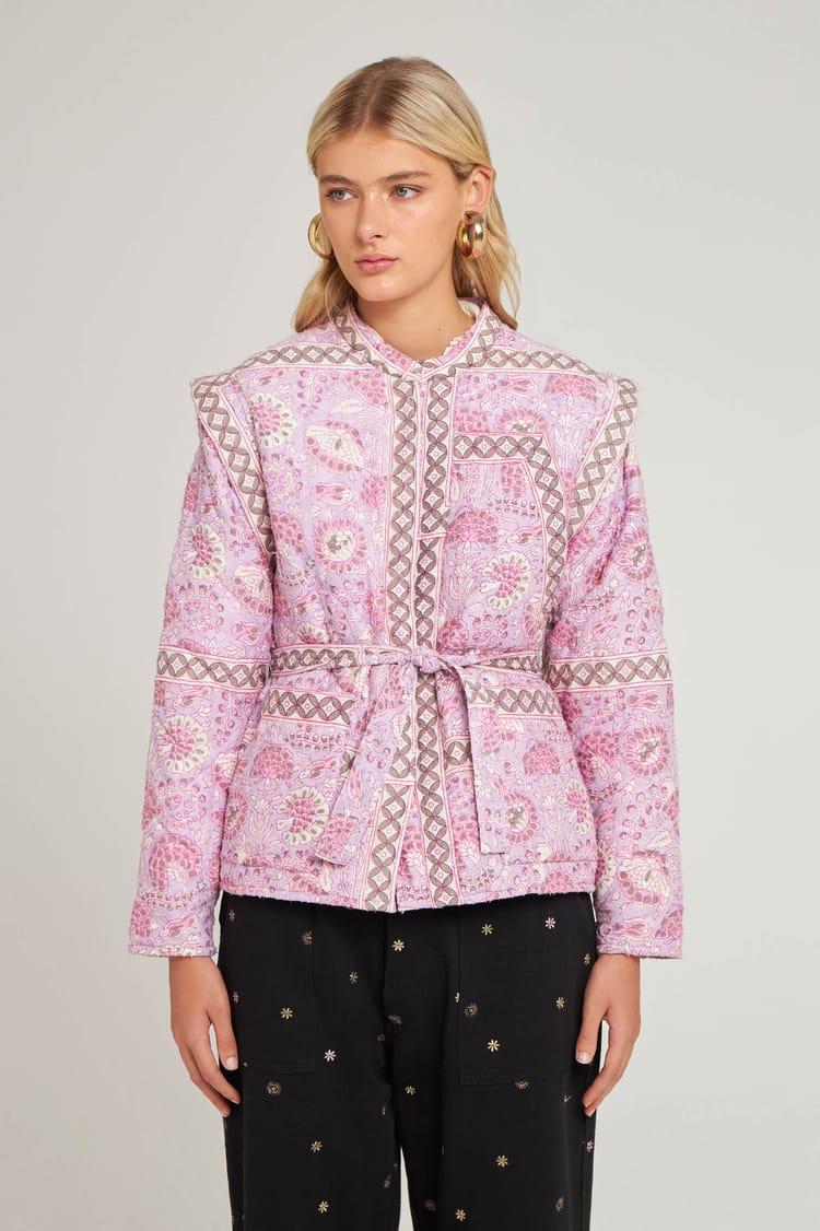 Antik Batik Veste Matelasée Rose En Jacquard De Coton