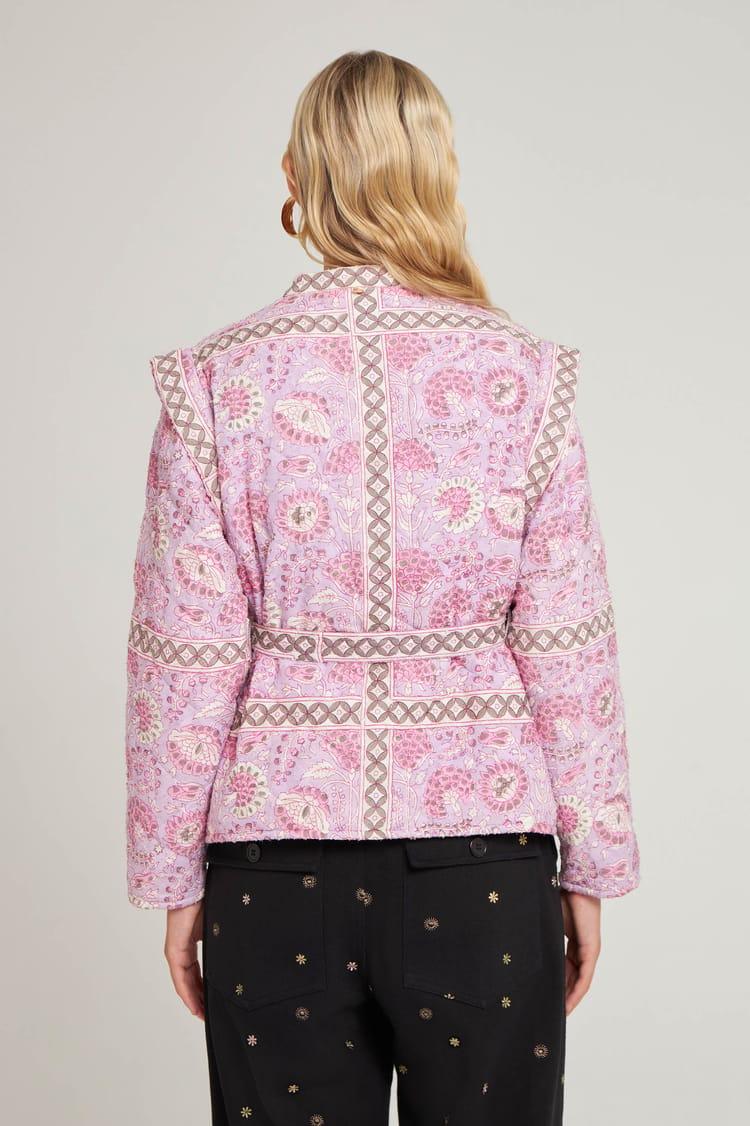 Antik Batik Veste Matelasée Rose En Jacquard De Coton