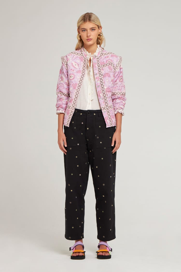 antik batik Veste matelasée rose en jacquard de Coton