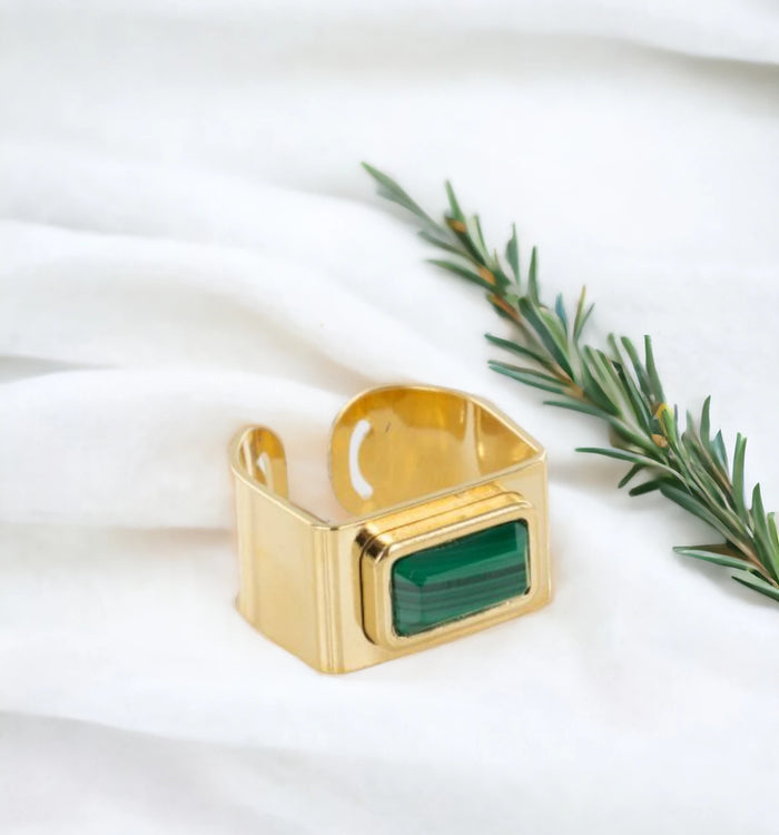 antoinette ameska Bague - Chevalière Rect Malachite