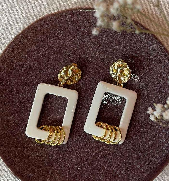 Antoinette Ameska Boucles D'Oreilles AMBRE Blanc