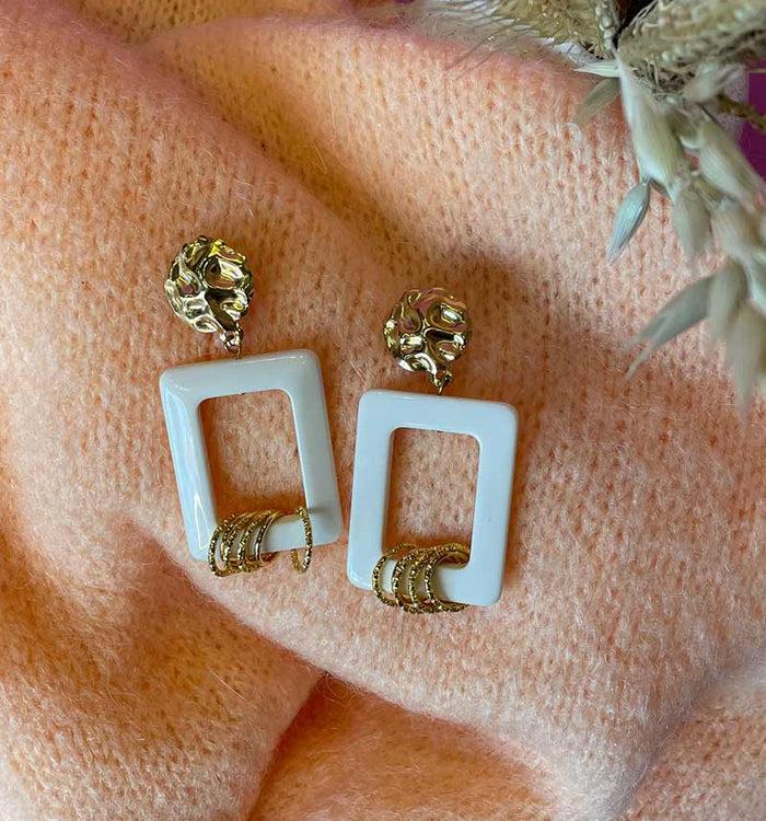 Antoinette Ameska Boucles D'Oreilles AMBRE Blanc