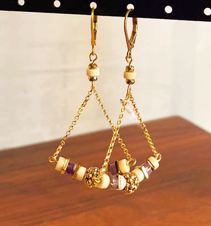 Antoinette Ameska Boucles D'Oreilles ANAIS Violet