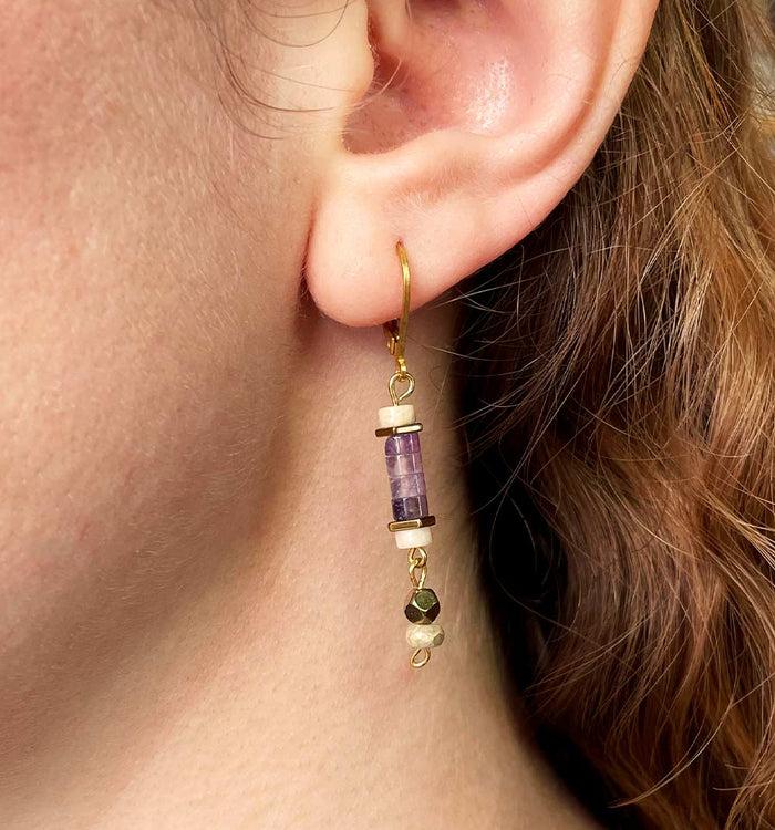 Antoinette Ameska Boucles D'Oreilles AURORE Violet
