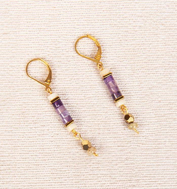 Antoinette Ameska Boucles D'Oreilles AURORE Violet