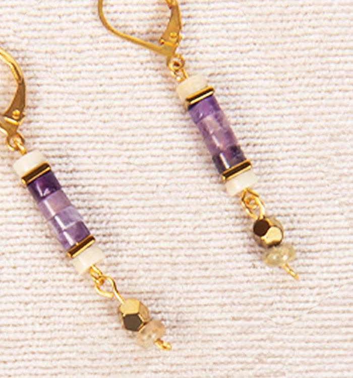 Antoinette Ameska Boucles D'Oreilles AURORE Violet