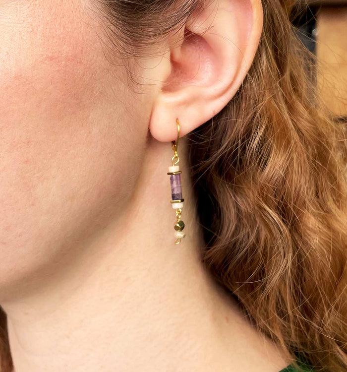 antoinette ameska Boucles d'Oreilles AURORE Violet