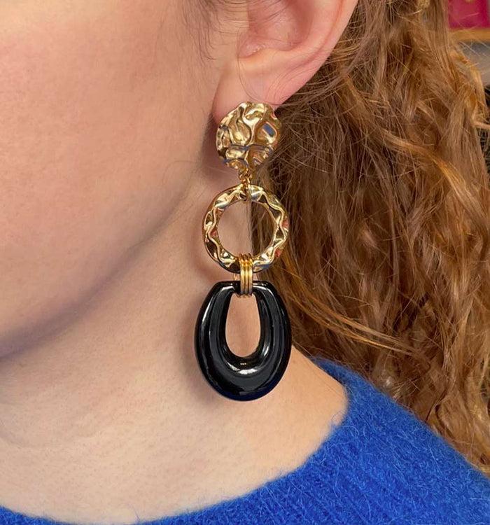 Antoinette Ameska Boucles D'Oreilles GALA Noir