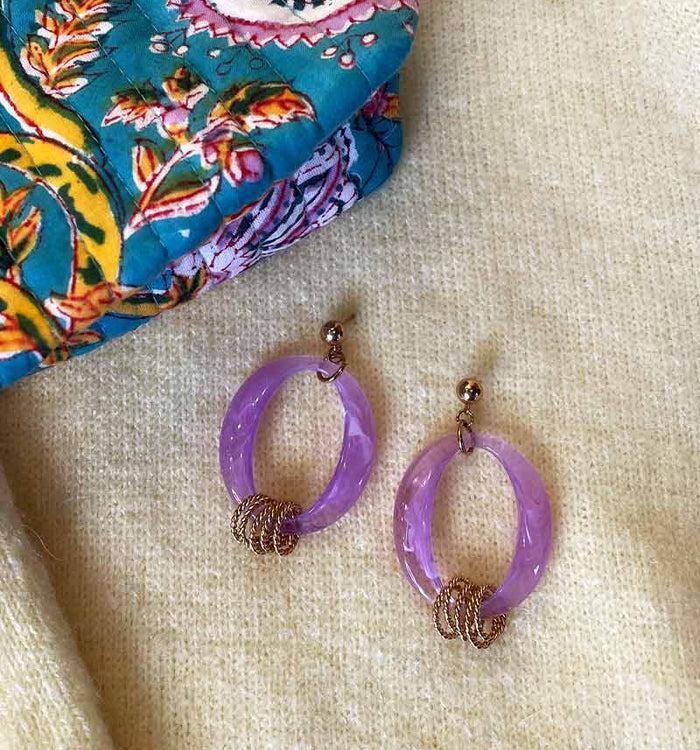 antoinette ameska Boucles d'Oreilles LINDA Lilas