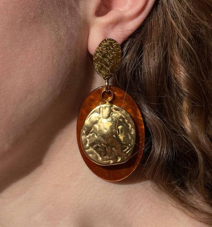 Antoinette Ameska Boucles D'Oreilles NOELLA Camel