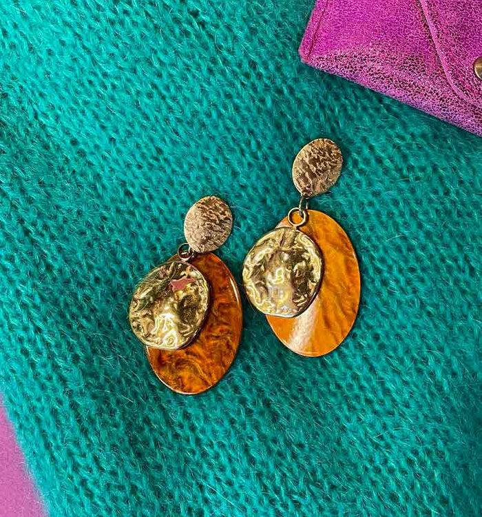 Antoinette Ameska Boucles D'Oreilles NOELLA Camel