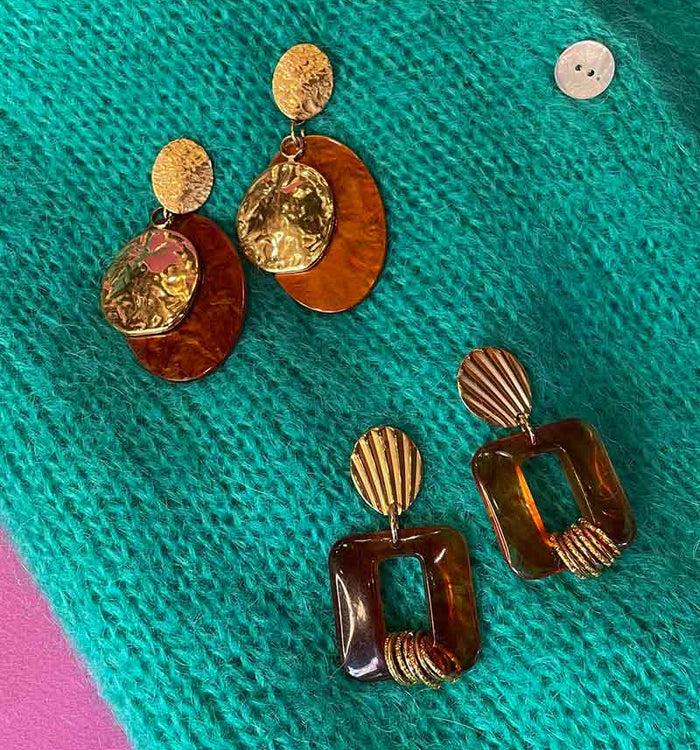 Antoinette Ameska Boucles D'Oreilles NOELLA Camel