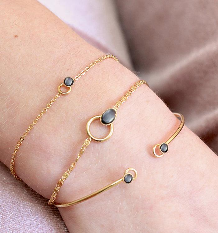 antoinette ameska Bracelet SATURNE Nacre Grise