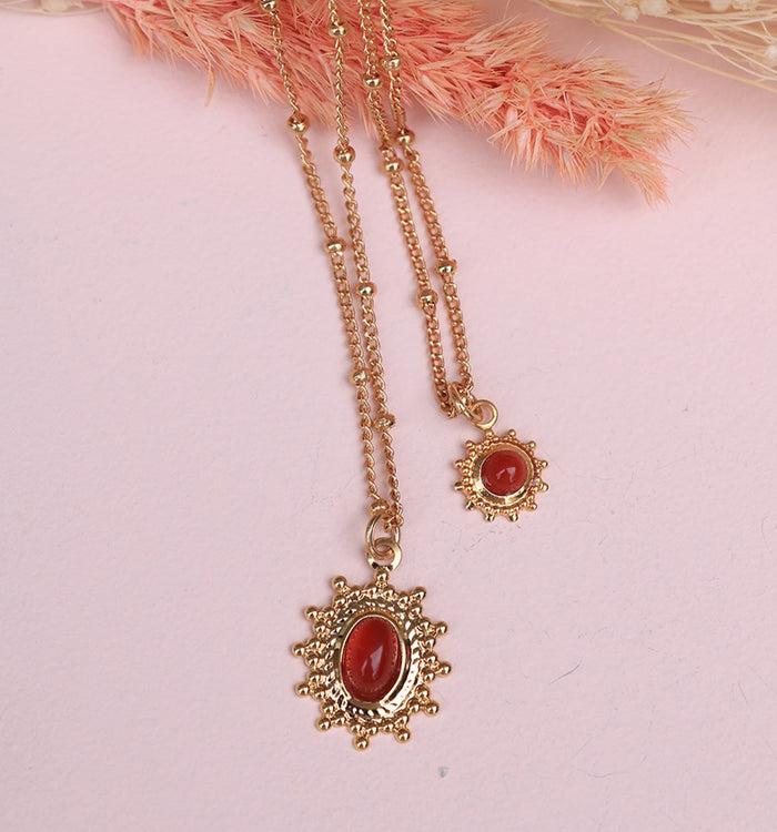 Antoinette Ameska Collier Court MARQUISE Cornaline