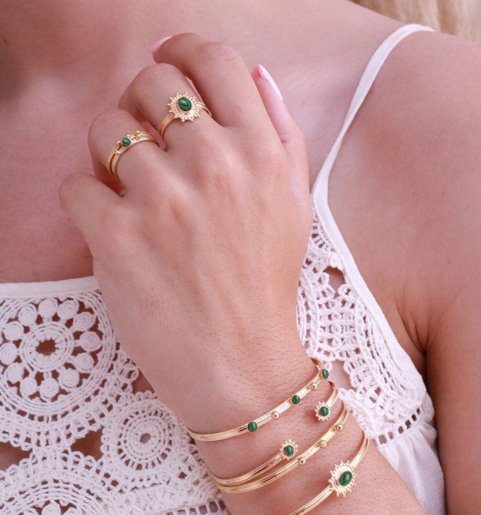 Antoinette Ameska Jonc MARQUISE Malachite