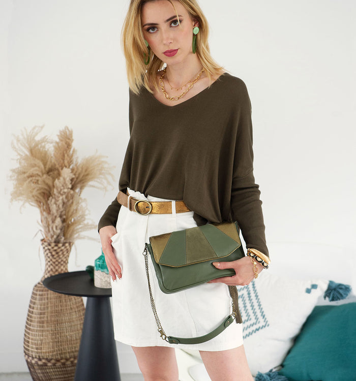 Antoinette Ameska Petit Sac AVOLA Kaki/Lézard Kaki