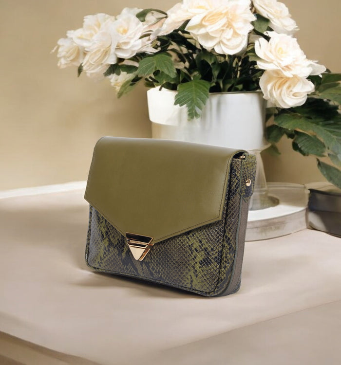 Antoinette Ameska Petit Sac POSITANO Kaki/Python