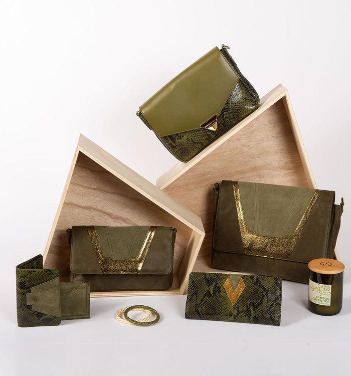 Antoinette Ameska Petit Sac POSITANO Kaki/Python