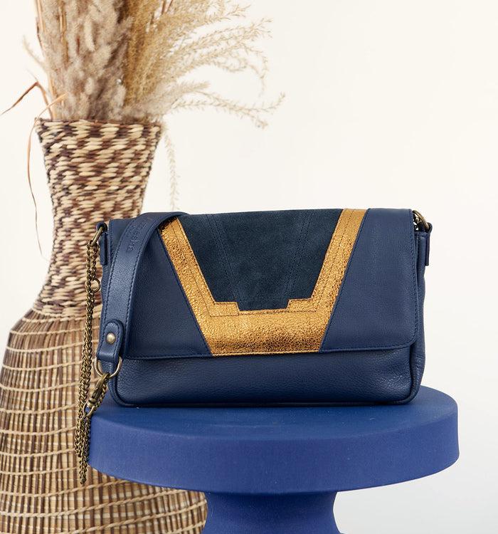 Antoinette Ameska Petit Sac TOKYO Bleu/Bronze