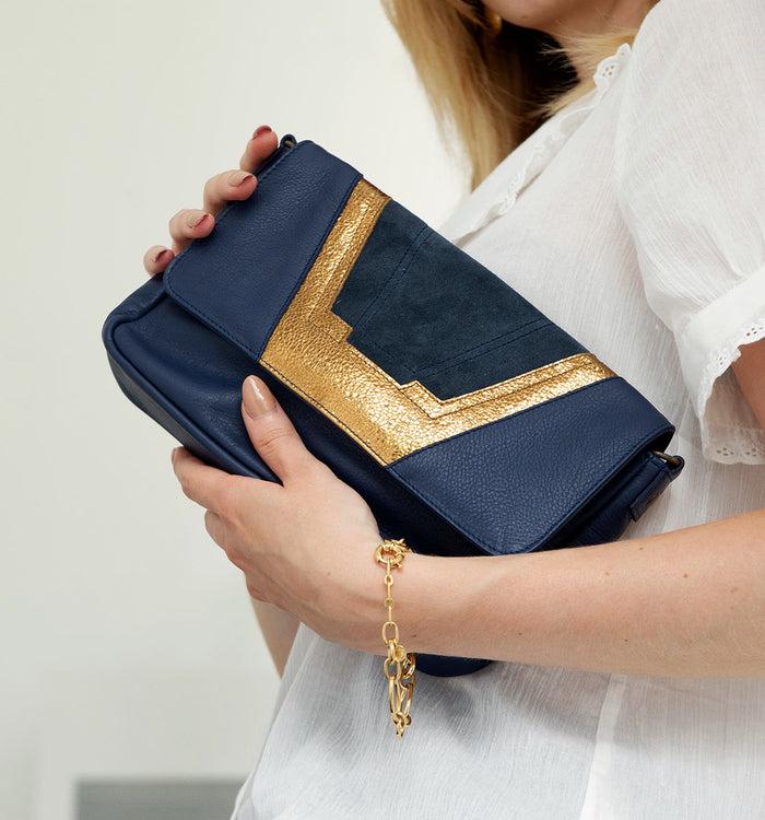 Antoinette Ameska Petit Sac TOKYO Bleu/Bronze