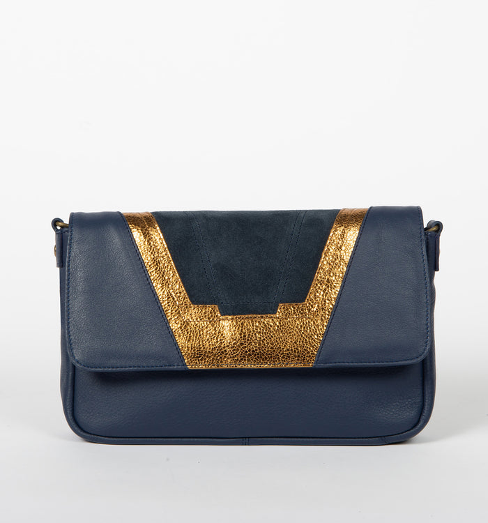 Antoinette Ameska Petit Sac TOKYO Bleu/Bronze