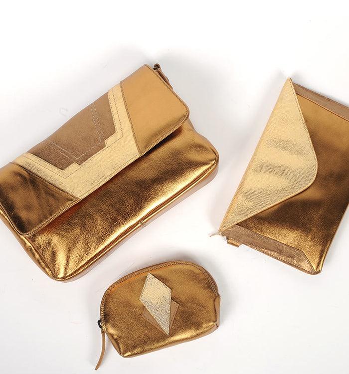 Antoinette Ameska Petit Sac TOKYO Bronze-Lézard Or