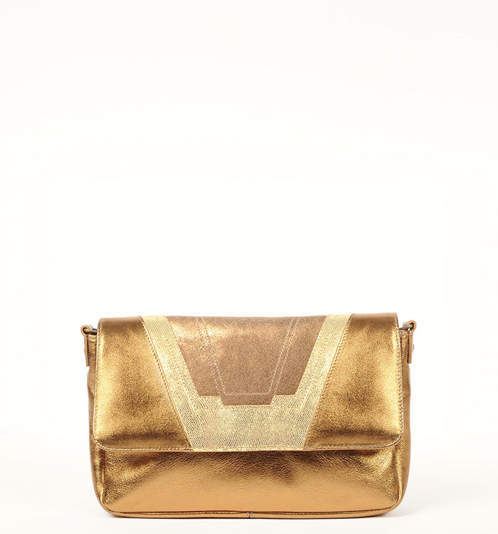 Antoinette Ameska Petit Sac TOKYO Bronze-Lézard Or