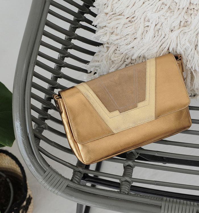 antoinette ameska Petit Sac TOKYO Bronze-Lézard Or