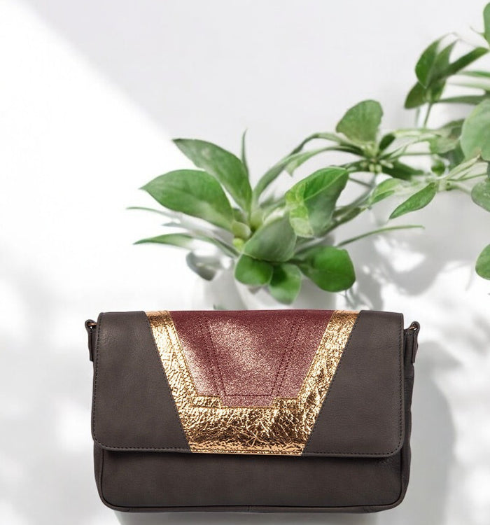 Antoinette Ameska Petit Sac TOKYO Gris/Bordeaux