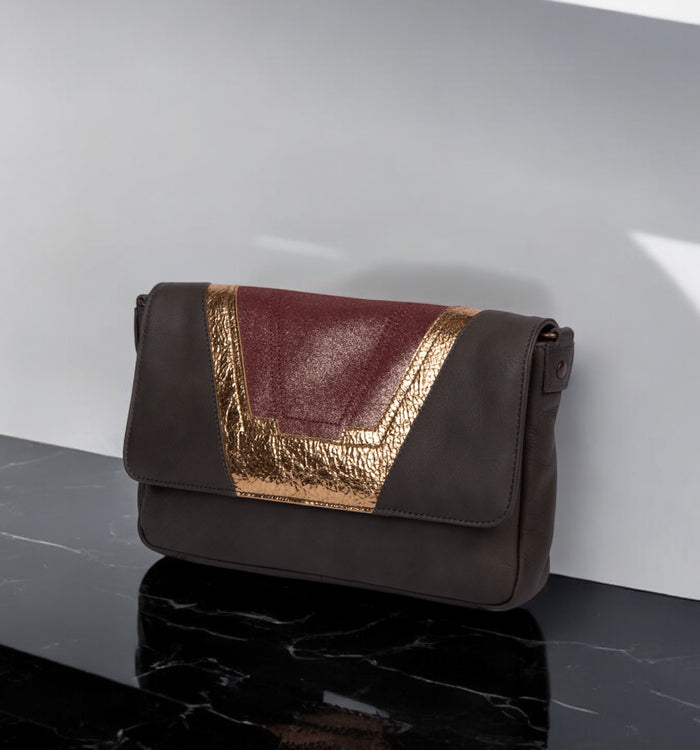 Antoinette Ameska Petit Sac TOKYO Gris/Bordeaux