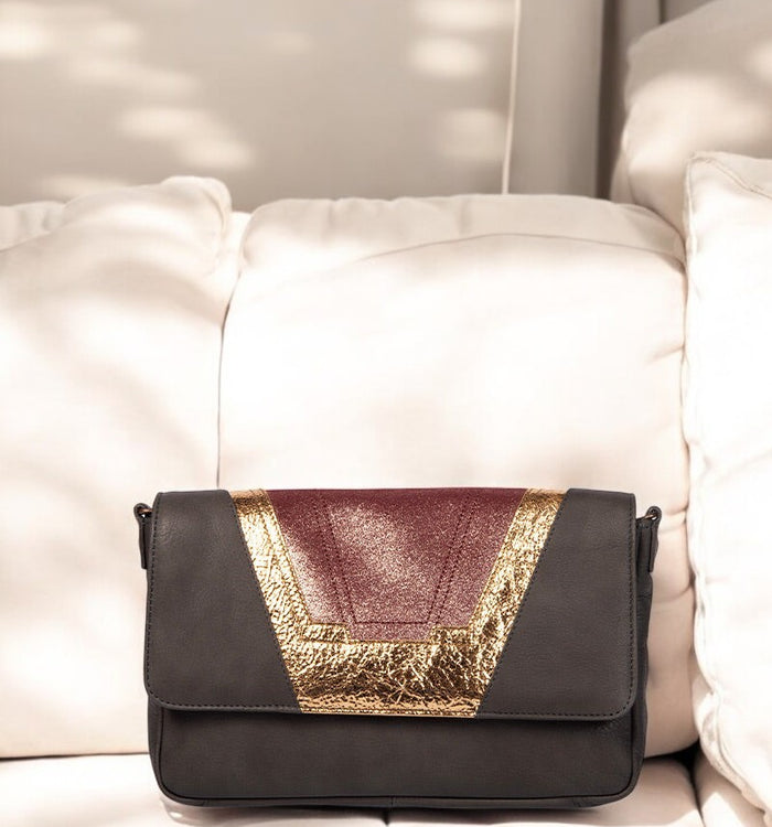 Antoinette Ameska Petit Sac TOKYO Gris/Bordeaux