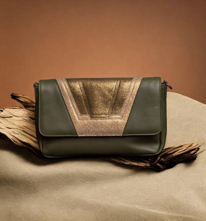 Antoinette Ameska Petit Sac TOKYO Kaki/Lézard Kaki