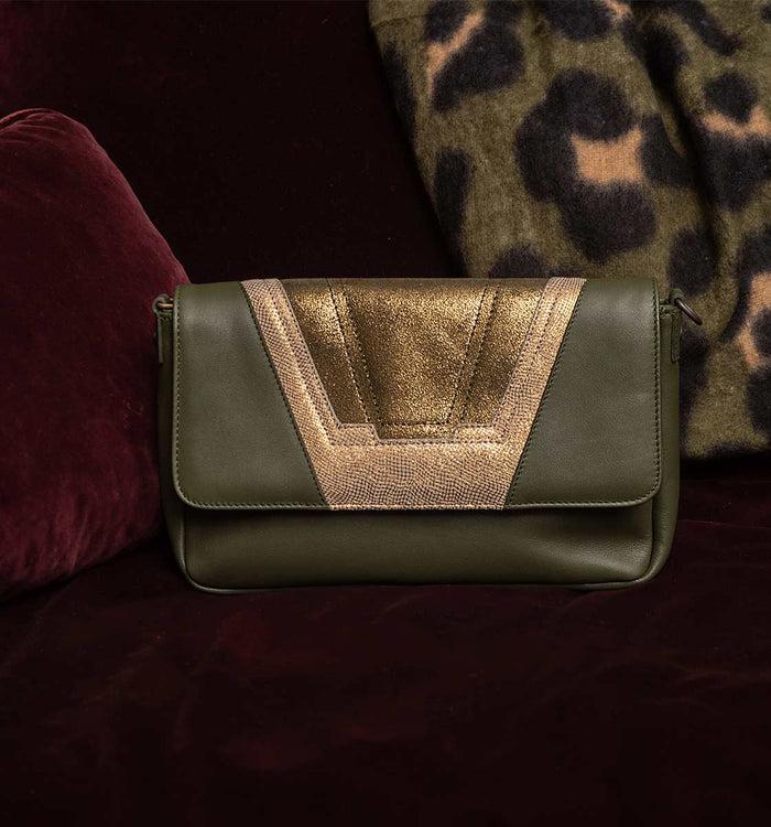 Antoinette Ameska Petit Sac TOKYO Kaki/Lézard Kaki