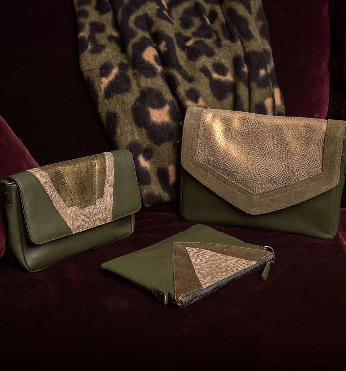 Antoinette Ameska Petit Sac TOKYO Kaki/Lézard Kaki